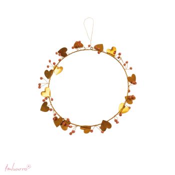 Krans Heart Beads Gold/Coral