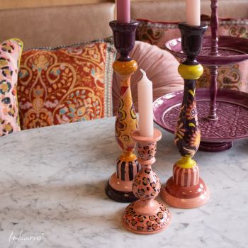 Wooden Handpainted Candleholder Flori, size M