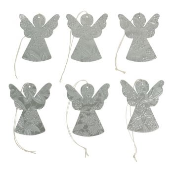 Angel Ornaments Silver, set of 6