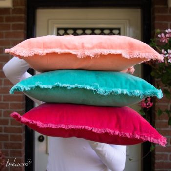 Kussen Squar Frays Coral